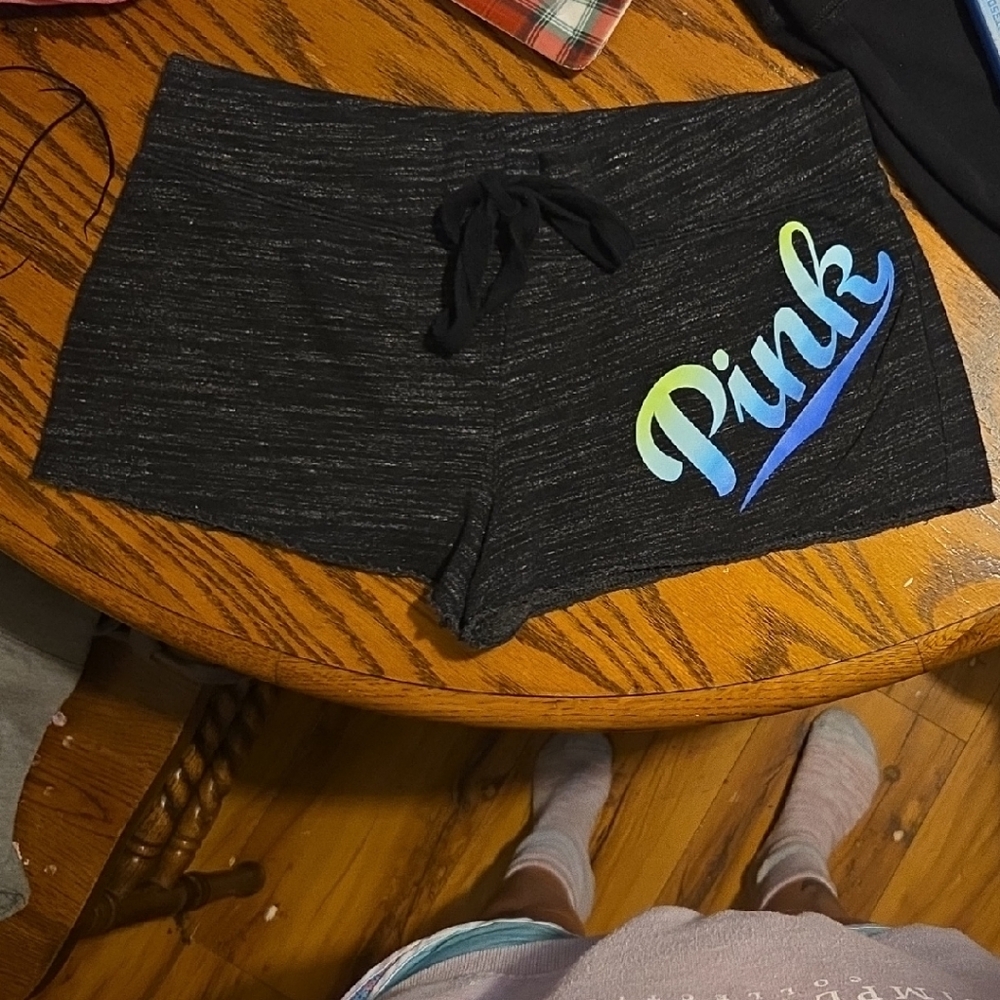 Victoria's Secret Black Shorts with Blue and Green Logo